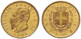 MONETE E MEDAGLIE DI ZECCHE ITALIANE 
 Savoia 
 Regno d’Italia. Vittorio Emanuele II, 1861-1878. Da 20 lire 1861. Torino. Pagani 455. MIR 1078a.
 R...
