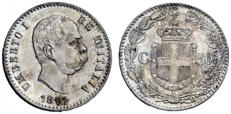 MONETE E MEDAGLIE DI ZECCHE ITALIANE 
 Savoia 
 Umberto I, 1878-1900. Da 50 ce...