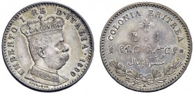 MONETE E MEDAGLIE DI ZECCHE ITALIANE 
 Savoia 
 Monetazione per la colonia eritrea. Lira 1890. Pagani 634. MIR 1112a.
 Patina di medagliere. q.Fdc