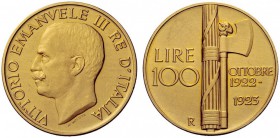 MONETE E MEDAGLIE DI ZECCHE ITALIANE 
 Savoia 
 Vittorio Emanuele III, 1900-1946. Da 100 lire 1923. Pagani 644. MIR 1116a.
 Rara. Sabbiatura origin...