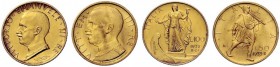 MONETE E MEDAGLIE DI ZECCHE ITALIANE 
 Savoia 
 Vittorio Emanuele III, 1900-1946. Da 100 e 50 lire 1932/X. Pagani 648. MIR 1118c. Pagani 659. MIR 11...