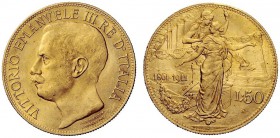 MONETE E MEDAGLIE DI ZECCHE ITALIANE 
 Savoia 
 Vittorio Emanuele III, 1900-1946. Da 50 lire 1911. Pagani 656. MIR 1122a.
 Rara. Spl