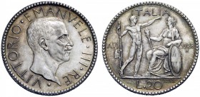MONETE E MEDAGLIE DI ZECCHE ITALIANE 
 Savoia 
 Vittorio Emanuele III, 1900-1946. Da 20 lire 1928/VI. Pagani 673. MIR 1128c.
 Rara. q.Fdc