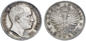 MONETE E MEDAGLIE DI ZECCHE ITALIANE 
 Savoia 
 Vittorio Emanuele III, 1900-1946. Da 2 lire 1901. Pagani 725. MIR 1139a.
 Molto rara. q.Spl