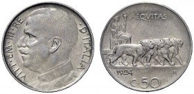 MONETE E MEDAGLIE DI ZECCHE ITALIANE 
 Savoia 
 Vittorio Emanuele III, 1900-1946. Da 50 centesimi 1924 (liscio). Pagani 804. MIR 1150g.
 Rarissima....