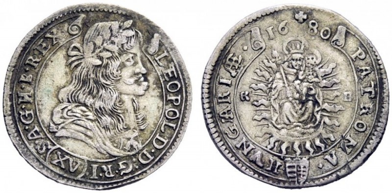 MONETE ESTERE 
 Austria 
 Leopoldo I, 1657-1705. Da 15 kreuzer 1680 Kremnitz, ...