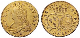 MONETE ESTERE 
 Francia 
 Luigi XV, 1715-1774. Luigi 1726 Tolosa, AV 8,16 g. Friedberg 461.
 Migliore di Spl Ex asta Viscontea, 1992, 692.