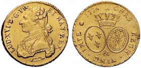 MONETE ESTERE 
 Francia 
 Luigi XVI, 1774-1793. Doppio luigi 1776 Aix-en-Provence, AV 16,27 g. Friedberg 470.
 Spl