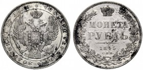 MONETE ESTERE 
 Russia 
 Nicola I, 1825-1855. Rublo 1845 San Pietroburgo. Bitkin 207.
 Buon BB