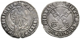 UNA PRESTIGIOSA COLLEZIONE DI MONETE DEI ROMANI PONTEFICI 
 Benedetto XIII antipapa (Pedro de Luna), 1394 – 1423 
 Avignone. Grosso, AR 2,27 g. BENE...