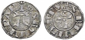 UNA PRESTIGIOSA COLLEZIONE DI MONETE DEI ROMANI PONTEFICI 
 Martino V (Oddone Colonna), 1417 – 1431 
 Ascoli. Bolognino, AR 0,98 g. Colonna MARTIN' ...