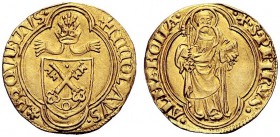 UNA PRESTIGIOSA COLLEZIONE DI MONETE DEI ROMANI PONTEFICI 
 Nicolò V (Tommaso Parentucelli), 1447 – 1455 
 Ducato papale, AV 3,51 g. **NICOLAVS· – *...