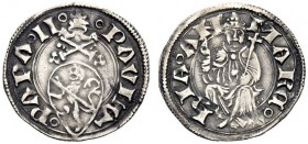 UNA PRESTIGIOSA COLLEZIONE DI MONETE DEI ROMANI PONTEFICI 
 Paolo II (Pietro Barbo), 1464 – 1471 
 Ancona. Bolognino marchigiano, AR 0,90 g. PAVLVS ...