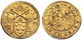 UNA PRESTIGIOSA COLLEZIONE DI MONETE DEI ROMANI PONTEFICI 
 Leone X (Giovanni de’Medici), 1513 – 1521 
 Doppio fiorino di camera, AV 6,77 g. LEO X –...
