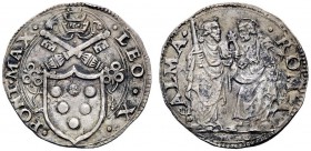 UNA PRESTIGIOSA COLLEZIONE DI MONETE DEI ROMANI PONTEFICI 
 Leone X (Giovanni de’Medici), 1513 – 1521 
 Giulio, AR 3,75 g. LEO X – PONT MAX Stemma s...
