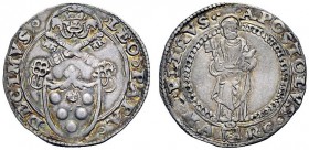 UNA PRESTIGIOSA COLLEZIONE DI MONETE DEI ROMANI PONTEFICI 
 Leone X (Giovanni de’Medici), 1513 – 1521 
 Ancona. Mezzo giulio, AR 1,88 g. LEO PAPA – ...