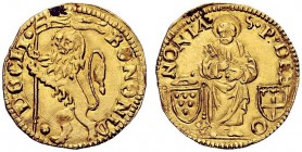 UNA PRESTIGIOSA COLLEZIONE DI MONETE DEI ROMANI PONTEFICI 
 Leone X (Giovanni de’Medici), 1513 – 1521 
 Bologna. Ducato, AV 3,40 g. BONONIË – DOCET•...