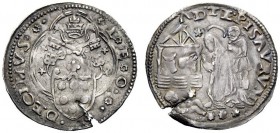 UNA PRESTIGIOSA COLLEZIONE DI MONETE DEI ROMANI PONTEFICI 
 Leone X (Giovanni de’Medici), 1513 – 1521 
 Pesaro. Mezzo giulio, AR 1,86 g. L **E **O *...