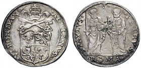 UNA PRESTIGIOSA COLLEZIONE DI MONETE DEI ROMANI PONTEFICI 
 Adriano VI (Adriaan Florensz), 1522 – 1523 
 Giulio, AR 3,36 g. •ADRIANVS• – •VI•PONT•MA...