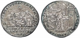 UNA PRESTIGIOSA COLLEZIONE DI MONETE DEI ROMANI PONTEFICI 
 Clemente VII (Giulio de’Medici) 1523 – 1534 
 Quarto di ducato del Giubileo 1525, AR 9,6...