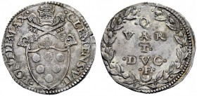 UNA PRESTIGIOSA COLLEZIONE DI MONETE DEI ROMANI PONTEFICI 
 Clemente VII (Giulio de’Medici) 1523 – 1534 
 Quarto di ducato ossidionale (1527), AR 8,...