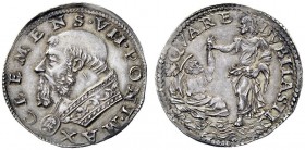 UNA PRESTIGIOSA COLLEZIONE DI MONETE DEI ROMANI PONTEFICI 
 Clemente VII (Giulio de’Medici) 1523 – 1534 
 Doppio carlino, AR 5,50 g. CLEMENS VII PON...