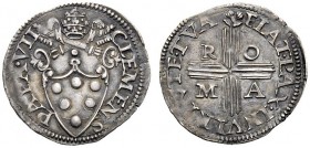 UNA PRESTIGIOSA COLLEZIONE DI MONETE DEI ROMANI PONTEFICI 
 Clemente VII (Giulio de’Medici) 1523 – 1534 
 Mezzo giulio, AR 1,80 g. CLEMENS – PAPA VI...