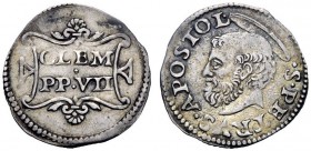 UNA PRESTIGIOSA COLLEZIONE DI MONETE DEI ROMANI PONTEFICI 
 Clemente VII (Giulio de’Medici) 1523 – 1534 
 Quarto di giulio, AR 0,90 g. CLEM // PP·VI...
