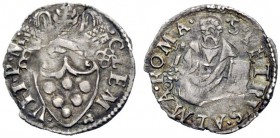 UNA PRESTIGIOSA COLLEZIONE DI MONETE DEI ROMANI PONTEFICI 
 Clemente VII (Giulio de’Medici) 1523 – 1534 
 Baiocco, AR 0,38 g. CLEM – VII P M Stemma ...