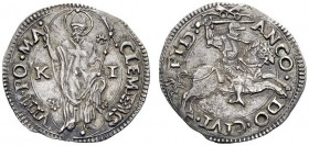 UNA PRESTIGIOSA COLLEZIONE DI MONETE DEI ROMANI PONTEFICI 
 Clemente VII (Giulio de’Medici) 1523 – 1534 
 Ancona. Mezzo giulio, AR 1,75 g. CLEMENS –...