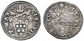 UNA PRESTIGIOSA COLLEZIONE DI MONETE DEI ROMANI PONTEFICI 
 Clemente VII (Giulio de’Medici) 1523 – 1534 
 Ancona. Mezzo giulio, AR 1,78 g. CLE VII –...