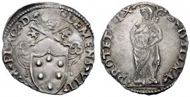 UNA PRESTIGIOSA COLLEZIONE DI MONETE DEI ROMANI PONTEFICI 
 Clemente VII (Giulio de’Medici) 1523 – 1534 
 Piacenza. Mezzo giulio, AR 1,68 g. CLEMENS...