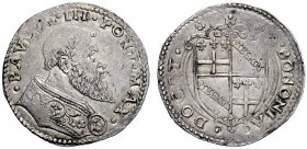 UNA PRESTIGIOSA COLLEZIONE DI MONETE DEI ROMANI PONTEFICI 
 Paolo III (Alessandro Farnese), 1534 – 1549 
 Bologna. Da due terzi di paolo, AR 3,70 g....