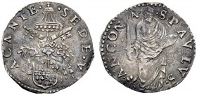 UNA PRESTIGIOSA COLLEZIONE DI MONETE DEI ROMANI PONTEFICI 
 Sede Vacante (Camerlengo Card. Guido Ascanio Sforza), 1559 
 Ancona. Giulio, AR 3,16 g. ...