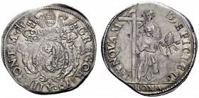 UNA PRESTIGIOSA COLLEZIONE DI MONETE DEI ROMANI PONTEFICI 
 Gregorio XIII (Ugo Boncompagni) 1572 – 1585 
 Testone, AR 9,59 g. GREGORIVS XIII PONT M ...
