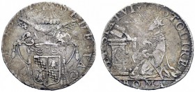 UNA PRESTIGIOSA COLLEZIONE DI MONETE DEI ROMANI PONTEFICI 
 Sede Vacante (Camerlengo Card. Enrico Caetani), 1591 e 1591-1592 
 Testone 1591, AR 8,05...