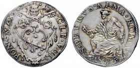UNA PRESTIGIOSA COLLEZIONE DI MONETE DEI ROMANI PONTEFICI 
 Clemente VIII (Ippolito Aldobrandini), 1592 – 1605 
 Testone, AR 9,38 g. CLE VIII – PON ...