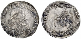 UNA PRESTIGIOSA COLLEZIONE DI MONETE DEI ROMANI PONTEFICI 
 Clemente VIII (Ippolito Aldobrandini), 1592 – 1605 
 Bologna. Bianco o mezza lira, AR 4,...