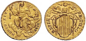 UNA PRESTIGIOSA COLLEZIONE DI MONETE DEI ROMANI PONTEFICI 
 Benedetto XIV (Prospero Lambertini), 1740 – 1758 
 Mezzo zecchino 1743, AV 1,71 g. BENED...