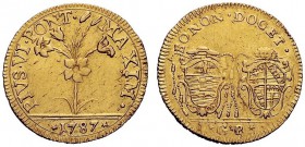 UNA PRESTIGIOSA COLLEZIONE DI MONETE DEI ROMANI PONTEFICI 
 Pio VI (Giovanni Angelo Braschi), 1775 – 1799 
 Bologna. Doppia romana 1787, AV 5,43 g. ...