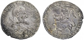 SECONDA PARTE - MONETE DI ZECCHE ITALIANE 
 Bologna 
 Pio V (Antonio Michele Ghislieri), 1565-1572. Bologna. Bianco o mezza lira, AR 4,93 g. Muntoni...