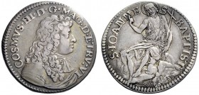 SECONDA PARTE - MONETE DI ZECCHE ITALIANE 
 Firenze 
 Cosimo III de’Medici, 1670-1723. Testone 1677, AR 8,75. MIR 333.
 BB