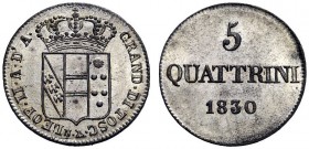 SECONDA PARTE - MONETE DI ZECCHE ITALIANE 
 Firenze 
 Leopoldo II di Lorena, 1824-1859. Da 5 quattrini 1830. Pagani 174. MIR 438/3.
 Fdc