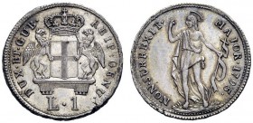 SECONDA PARTE - MONETE DI ZECCHE ITALIANE 
 Genova 
 Dogi biennali, 1528-1797. III fase: 1637-1797. Lira 1795, AR 3,94 g. MIR 323/5.
 q.Spl