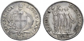 SECONDA PARTE - MONETE DI ZECCHE ITALIANE 
 Genova 
 Repubblica Ligure, 1798-1805. Da 2 lire anno I/1798. Pagani 17. MIR 381.
 Molto rara. q.Spl / ...
