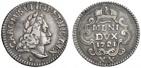 SECONDA PARTE - MONETE DI ZECCHE ITALIANE 
 Milano 
 Carlo VI (già III) d'Asburgo, 1711-1740. Da 20 soldi 1721, AR 3,86 g. Crippa 19/A. MIR 413/1.
...