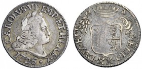 SECONDA PARTE - MONETE DI ZECCHE ITALIANE 
 Milano 
 Carlo VI (già III) d'Asburgo, 1711-1740. Da 20 soldi 1726, AR 3,70 g. Crippa 20/E. MIR 414/5.
...