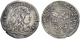 SECONDA PARTE - MONETE DI ZECCHE ITALIANE 
 Mirandola 
 Alessandro II Pico, 1637-1691. Lira 1669, AR 6,95 g. MIR 594.
 BB
