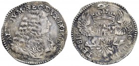 SECONDA PARTE - MONETE DI ZECCHE ITALIANE 
 Modena 
 Alfonso IV d'Este 1658-1662. Lira 1662, AR 3,48 g. MIR 813/2 (mezza lira).
 
 Rara. Buon BB