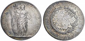 SECONDA PARTE - MONETE DI ZECCHE ITALIANE 
 Torino 
 Repubblica Subalpina, 1800-1802. Da 5 franchi anno IX (1800). Pagani 5.
 Spl